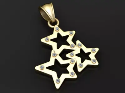 gold star pendant 3D printable model  3D print model buy