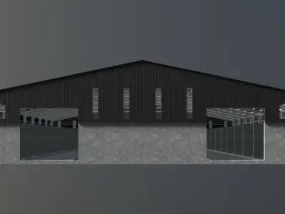 Warehouse with stock and bunker 3D model