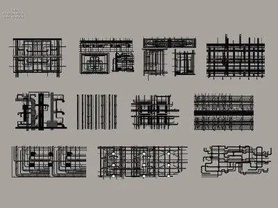 Architectural MEP Piping  Duct 3D Model Set 3D model