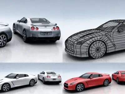 Nissan GTR Low-poly 3D model