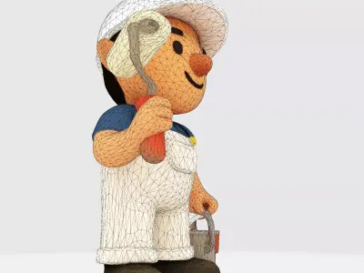 The Painter Pose  Stylized Render Asset  3D print model