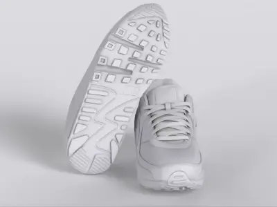Nike Air Max 90 Recraft Triple White Low-poly 3D model