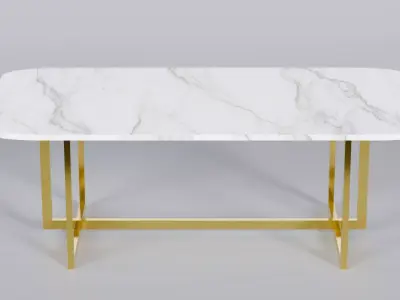 Luxury Gold Marble Table 3D Model True 4K PBR Renders Clean UV Low-poly 3D model