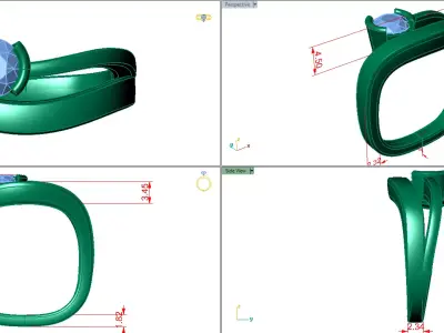 square shape ring with half bezel set  3D print model