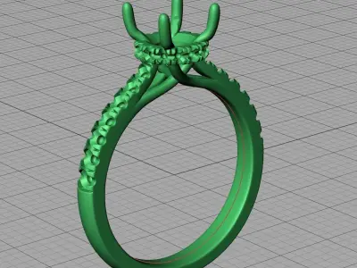 Diamond Trellis Engagement ring  1ct Round Stone 3dmodel  3D print model