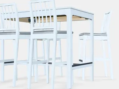 EKEDALEN - EKEDALEN Bar table and 4 bar stools Low-poly 3D model