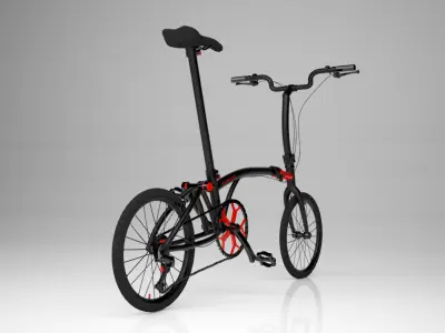 Brompton Chpt3 Black Red bicycle 3d model 3d max 2020 with vray  3D model