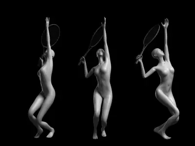 Animated Female Mesh - 12 sport poses v4 Low-poly 3D model