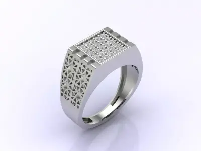 Print Ready STL 3DM  Gents Rings Diamond Men Ring  3D print model 211