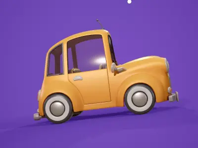 Mochi - Cute Yellow Cartoon Car - Low Poly Game Ready Vehicle Low-poly 3D model