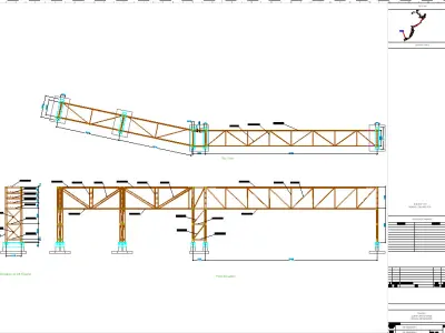 Pipe bridge 5 levels 54m long 2700mm wide 6400mm clearance 3D model