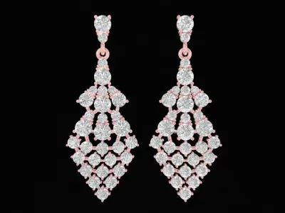 Luxury Long Diamond Chandelier Earrings for Women  928 3D print model