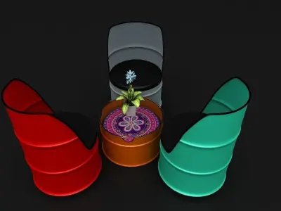 Barrel chair and center table 3D model