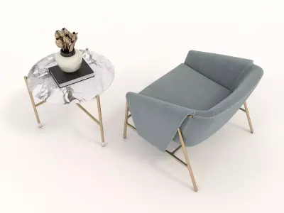 Modern Coffee Table and Armchair Set 32 3D model