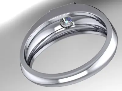 Mens Vintage Classic  Solitaire wedding band Ring sz 10 3D print model