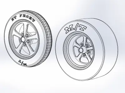 Set of wheels Billet Dominator for scale model dragster 3D print model