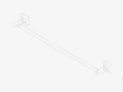 Towel Rail - Single - Luxury - Round - 600 - Square Plate Low-poly 3D model