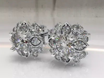 Timothes Diamond Earing 3D JewelryModel Printable 3D ER7 3D print model