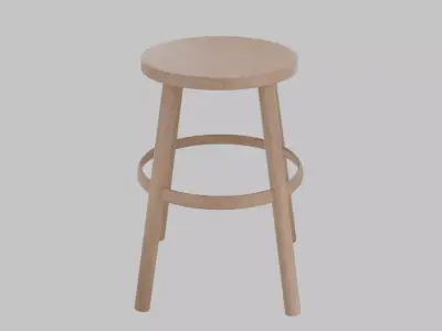 Wooden Stool 3D Model Free low-poly 3D model
