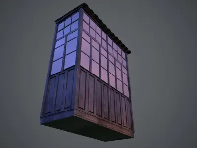 Soviet closed balcony for home - 1 Low-poly 3D model