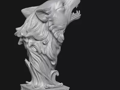 Wolf head sculpture 3D print model get
