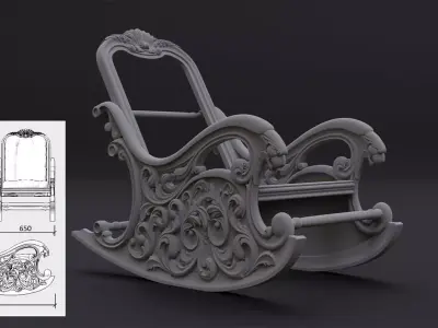 Rocking chair in classic style   for CNC manufacturing STL 3D print model