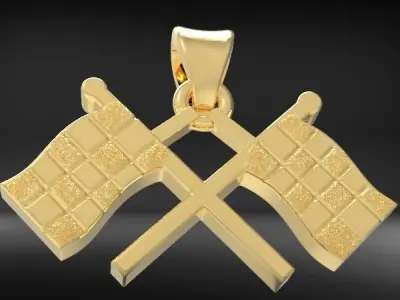 Racing Flags Charm Pendant Necklace  Jewelry  3D print model