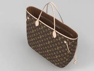 Louis Vuitton Neverfull GM Monogram Beige Low-poly 3D model
