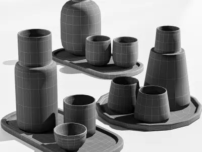 dishes tableware set 04 3D model