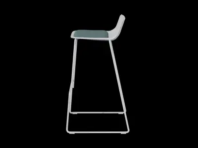 PATo Stool-Model 4310 V-02-White Painted Steel and green fabric Low-poly 3D model