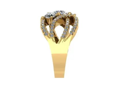 Ring137 gold diamond ring with three stones 3D print model