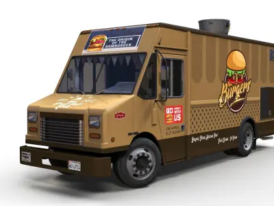 Freightlier food truck Low-poly 3D model