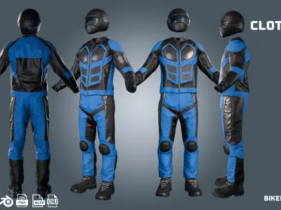 motocross biker dirt -clothyfic outfit Low-poly 3D model
