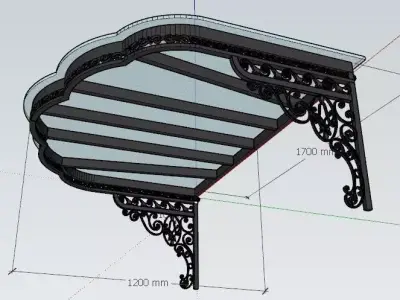 3D Model Iron Glass Roof Art Mounted Villa Facade 3D model 3D model