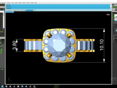 Luxury Halo Baguette Engagement Ring for Women 3224 3D print model