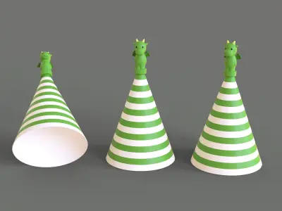 Birthday Hat - Colorful Party Decoration Prop 01 Low-poly 3D model