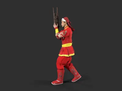 musician character Low-poly 3D model