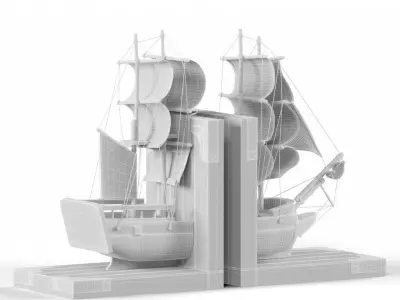 Trade Ship Book Ends Support 3D model