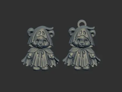 ghost teddy keychain cnc model 3D print model