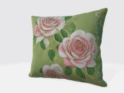 pillow with a vibrant green background 3D model