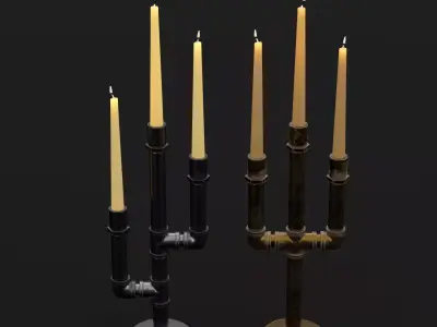 Candlestick set 8 three candle holders 3D model