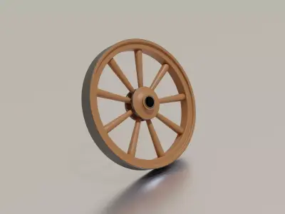 Old wooden wheel 3D model