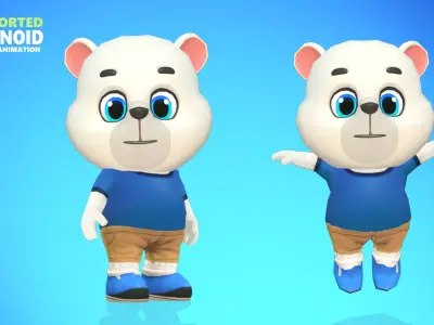 Polar Bear Animated Rigged Low-poly 3D model