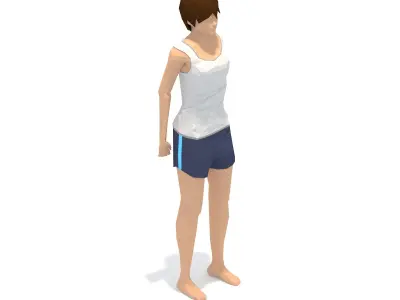 Wide Legged Forward Bend Yoga Exercise Woman Animation Low-poly 3D model