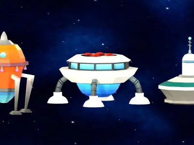 Flying Saucers Low Poly Pack Low-poly 3D model