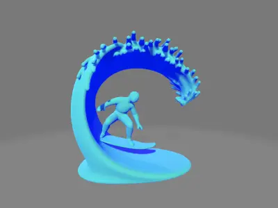 Surfer on Frozen Wave Sculpture 3D print model