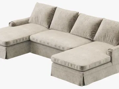 Restoration Hardware Belgian Classic Roll Arm U-Chaise sectional 3D model