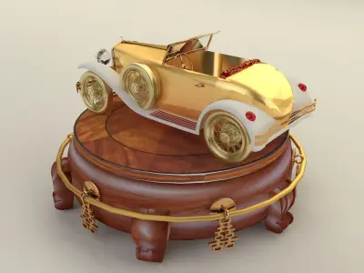 Chinese display stand with classic car 3D model