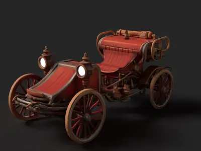Chinese vintage buggy  Low-poly 3D model
