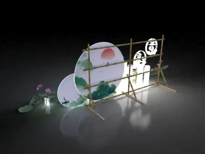 Chinese style beautiful Chen lotus calligraphy 3D model